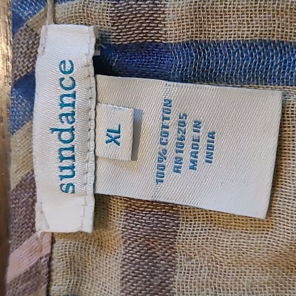 Sundance Willow Plaid Cotton V-neck Tie Knot Waist Popover Blouse Top Wmns XL - Picture 5 of 12